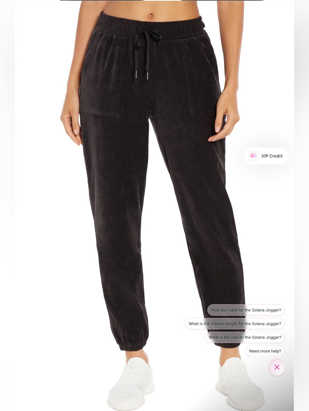 Marika Solana Black Velour Drawstring Joggers